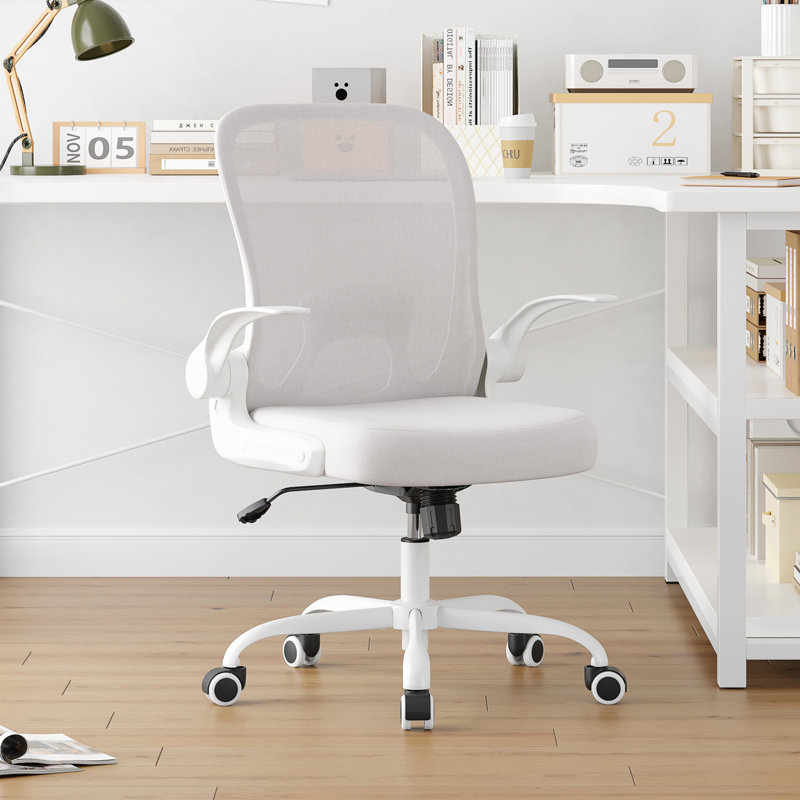Eleonor Mesh Office Chair with Headrest, White/Grey