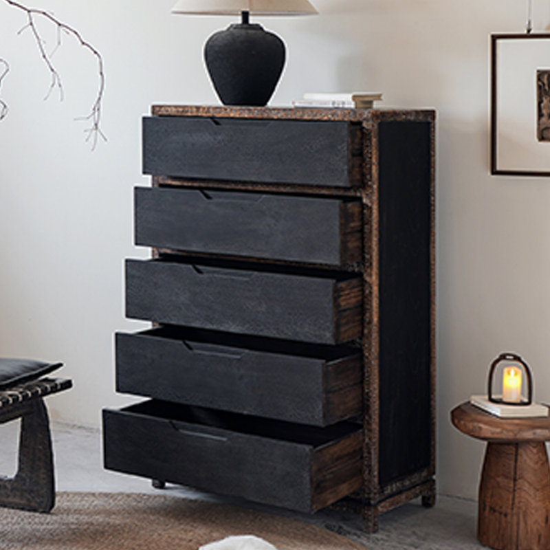 Armoire d'entrée en bois massif de style Mid-Century, Black