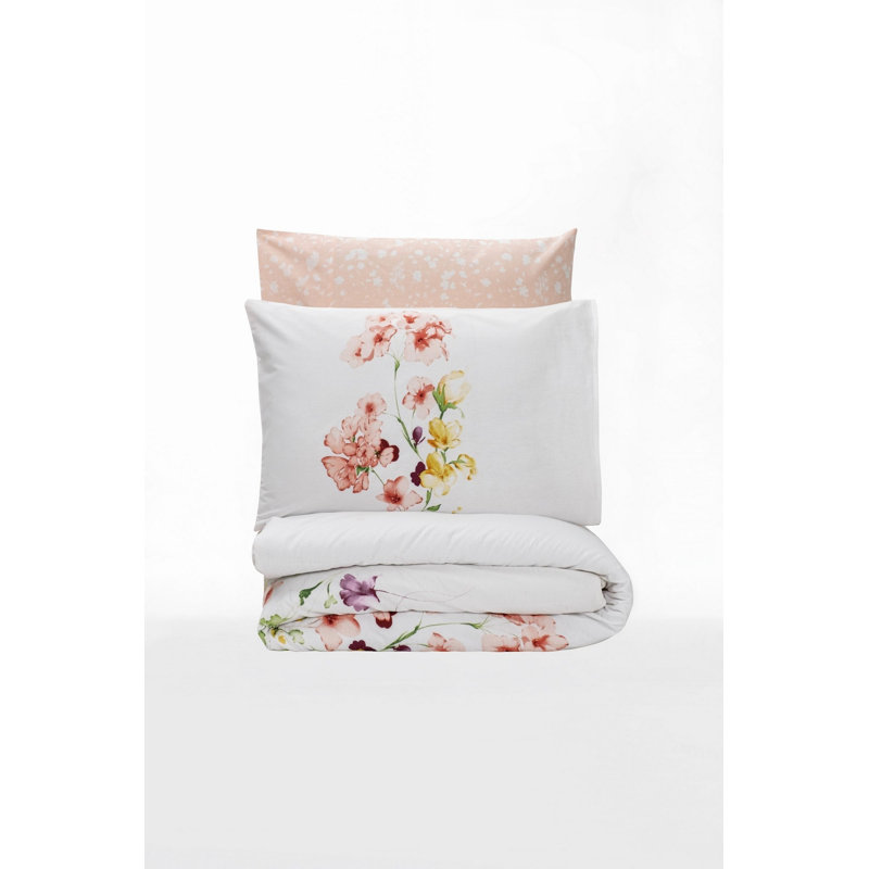 Ensemble de housse de courtepointe Luxury King Super Luxury, saumon et blanc, 102,4 x 86,6 pouces | 100% coton, 145 fils, fermeture à boutons | Lavable à la machine, doux et respirant, parfait pour un décor de chambre à coucher élégant