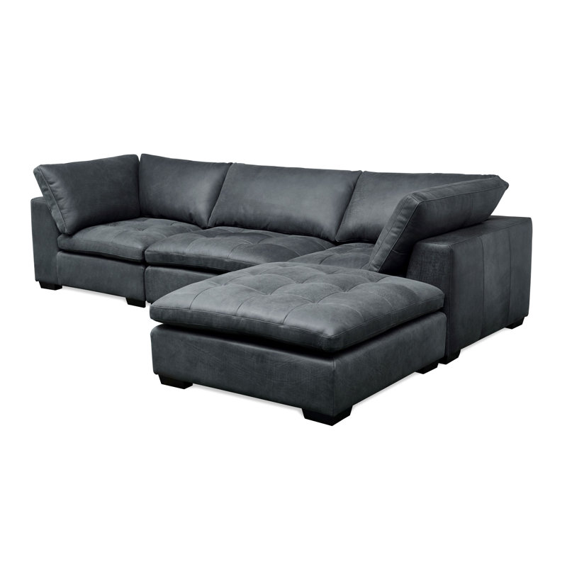 Canapé modulaire réversible en cuir véritable de 120 po de large Alvarado-Diaz
