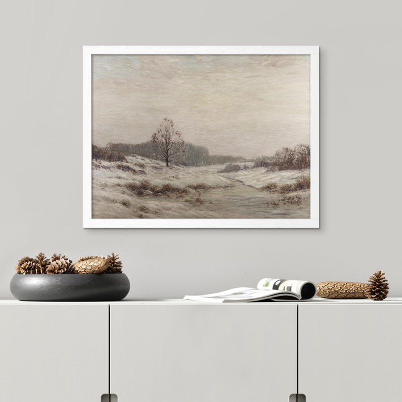 «Country Field Snow Cloudy Sky» sur papier, Blanc, H 8 po x l 10 po