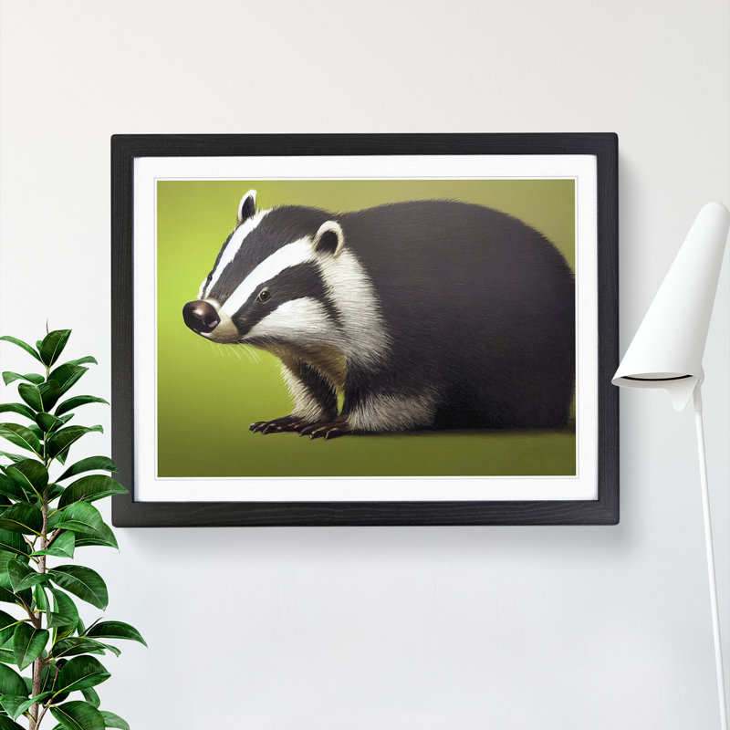 Cute Badger - Framed Print, Black, 34cm H x 46cm W x 2cm D