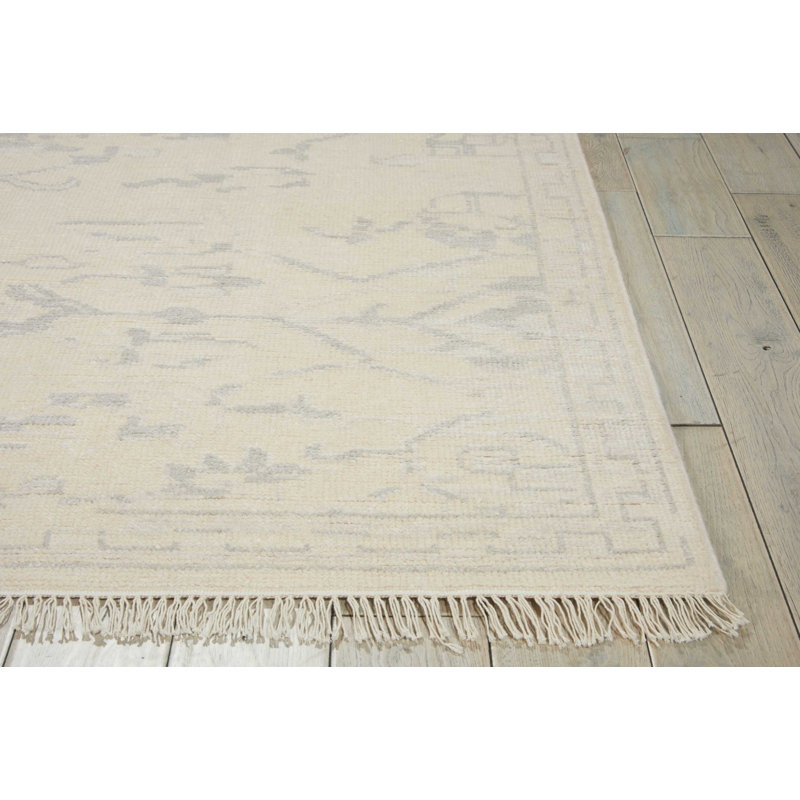 Tapis ivoire fait à la main Lunel, Rectangle 8 pi 6 po x 11 pi 6 po