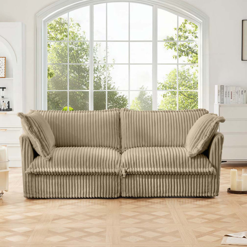 Canapé modulaire Jasiah, H 34,6 po x l 83,4 po x P 33 po, Velours côtelé chameau