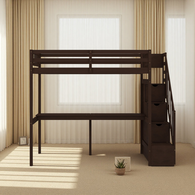 Lit mezzanine simple avec escalier de rangement