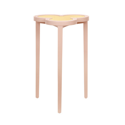 Table à cigares Clover avec laque réversible et dessus en toile de ramie naturelle en laque rose mat
