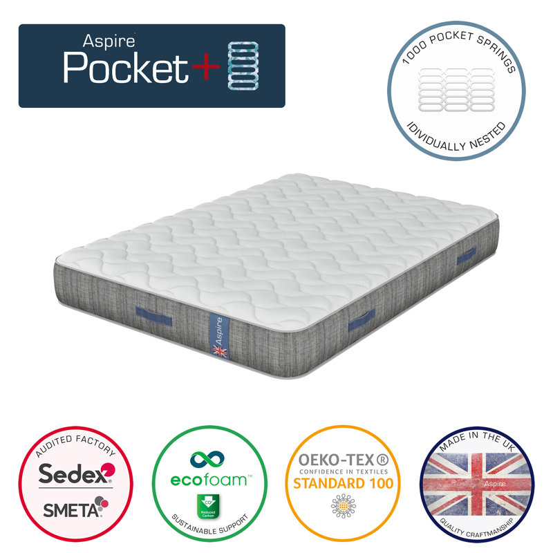 Aspire Medium Comfort Hybrid Pocket Mattress, 120 x 190 cm