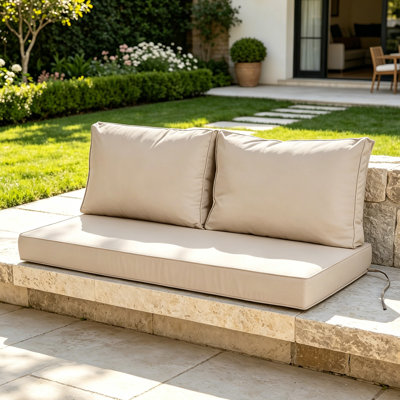 Outdoor Loveseat  Cushions  3-Piece –48”X24”X5”,Patio Deep Seat Chair Cushions With Ties,Hidden Zipper, Shredded Foam,All-Weather 2 Back & 1 Seat Cushions For 2-Person Wicker Rocker, Porch ,Garden