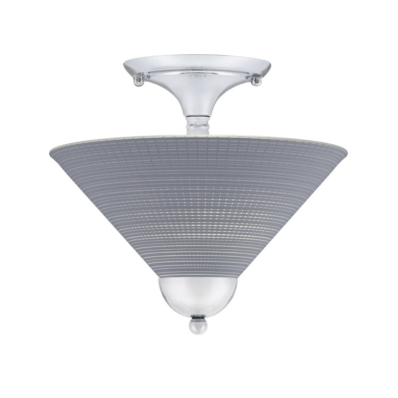 Magar Semi-Flush 2 Bulbs With 12" Glass, Chrome , Gray
