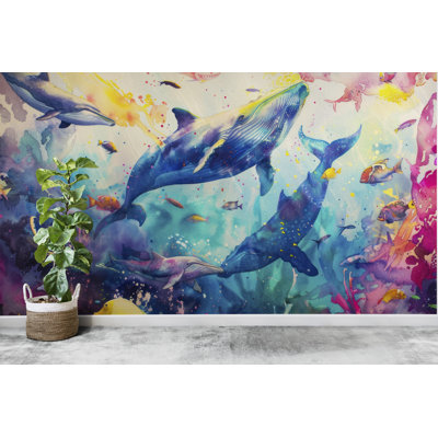 Whale Wall Decal, Whale Wall Art Modern Wall Stickers, Ocean Bathroom Decor, Whale Room Wall Art Whale Home Decor