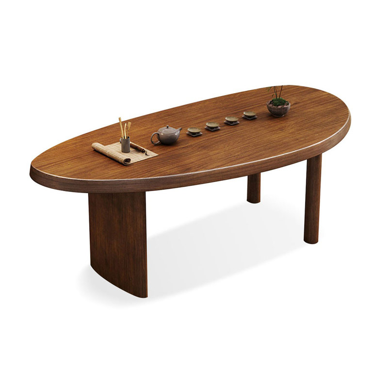 Table de salle à manger en bois massif brun ovale, H 29,53 po x l 27,56 po x L 62,99 po