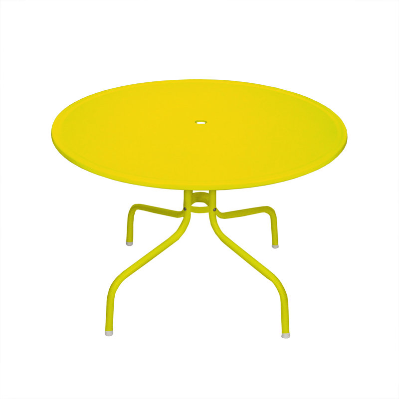 39.25-Inch Outdoor Retro Metal Tulip Dining Table, Yellow