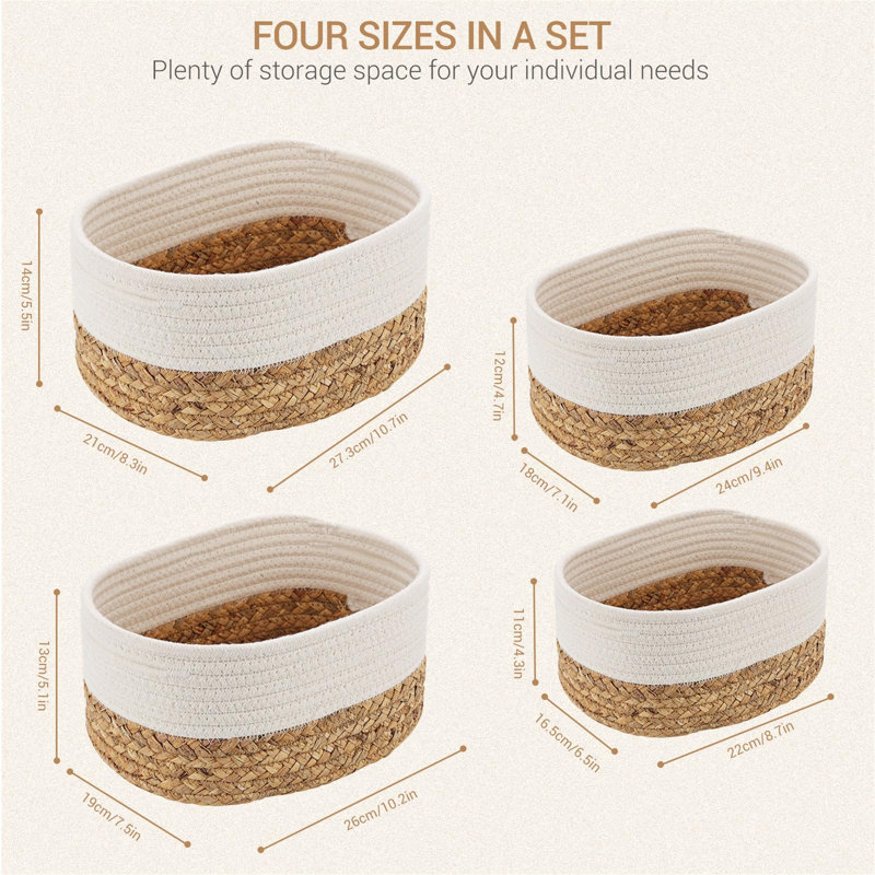 Bloomsbury Market Adaley Wool / Felt Decorative Bin, White/Brown