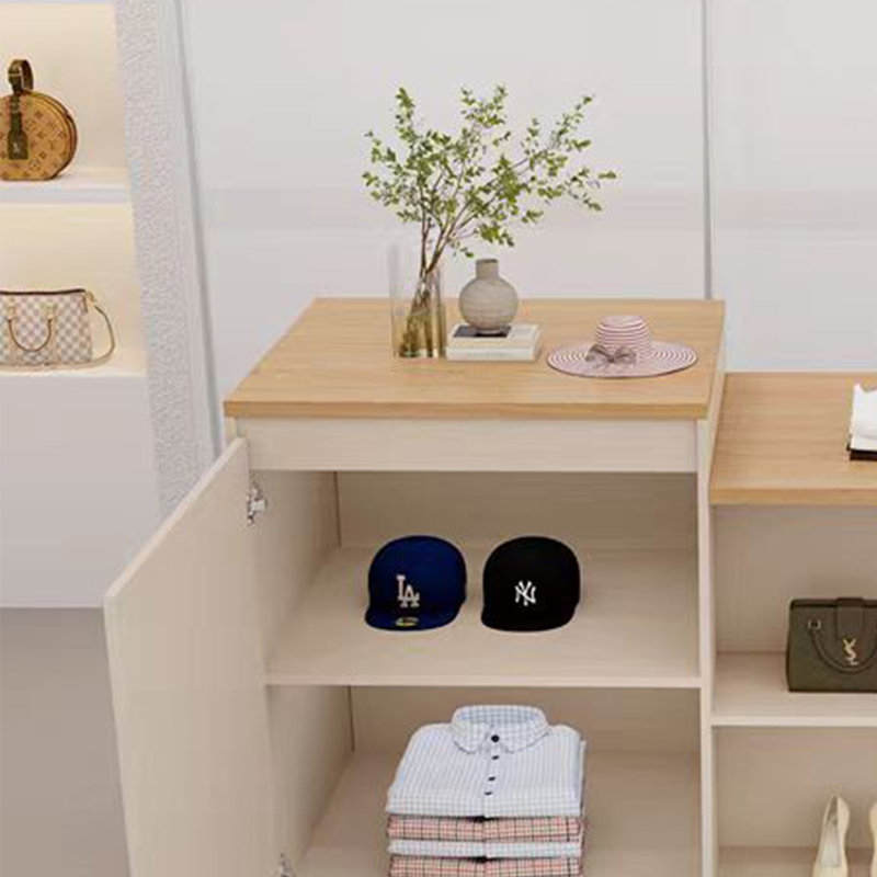 Vitrine moderne et simple, Blanc crème / naturel, H 35,43 po x l 59,05 po x P 23,62 po