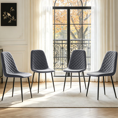 Modern Suede/Faux Leather Upholstered Dining Chair with Metal Frame