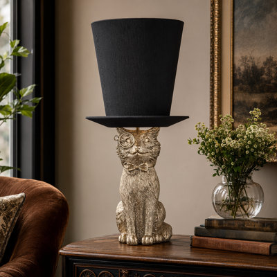 22" Resin Table Lamp With Black Shade