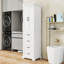 Armoire de rangement autoportante avec 3 tiroirs, tablettes et portes réglables