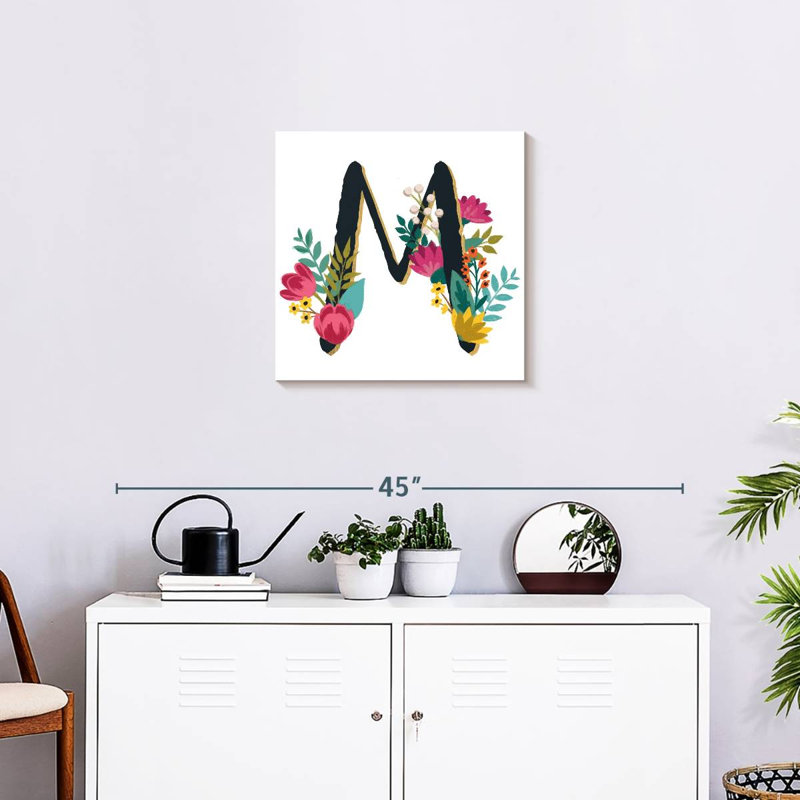 Keiri romantique luxe monogramme M noir, H 20 po x l 20 po