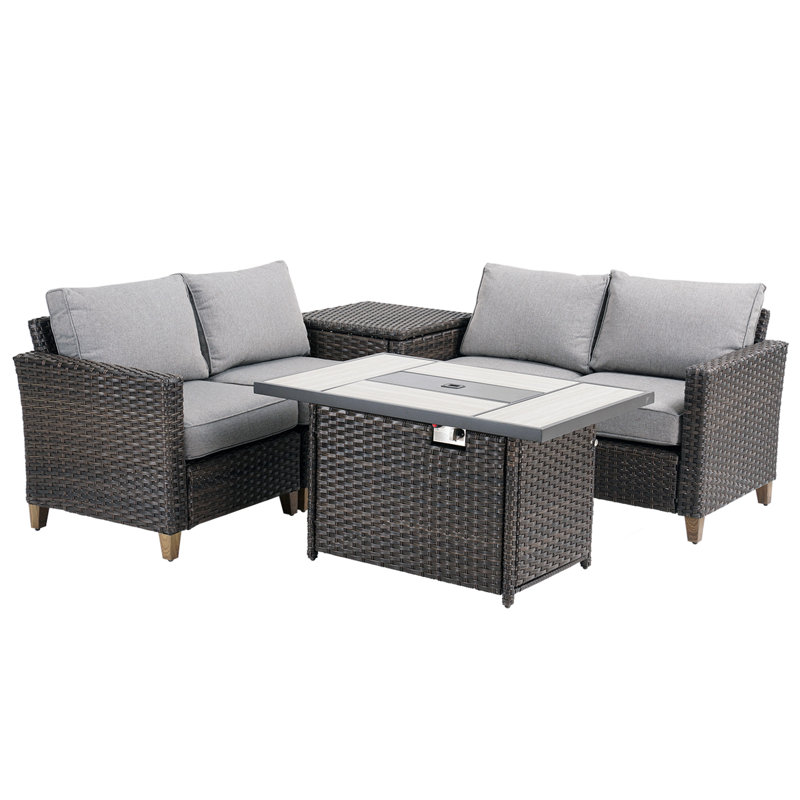 Umeh 4 - Person Patio Conversation Set with Cushions