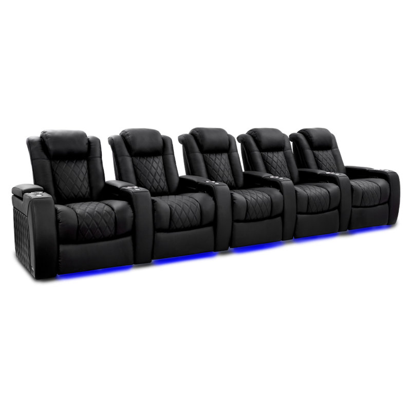 Siège de cinéma en cuir véritable de 161 po de largeur avec porte-gobelet
