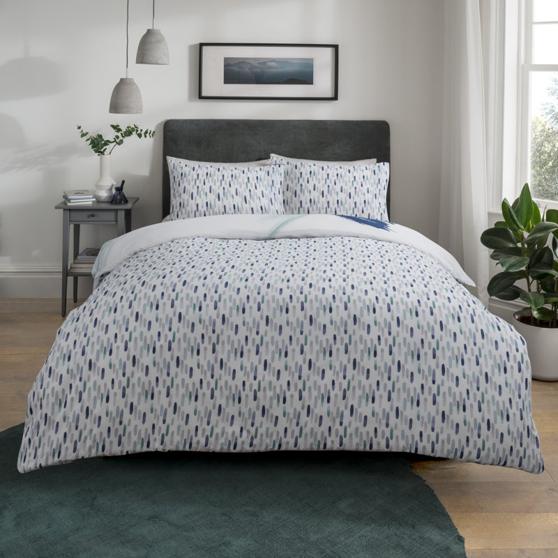 Nasser Abstract Duvet Cover Set with Pillowcases, Navy, Single - 1 Standard Pillowcase