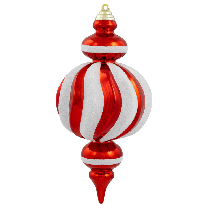 Shatterproof Commercial Size Finial Christmas Ornaments - 10" - Set Of 4, Red/White