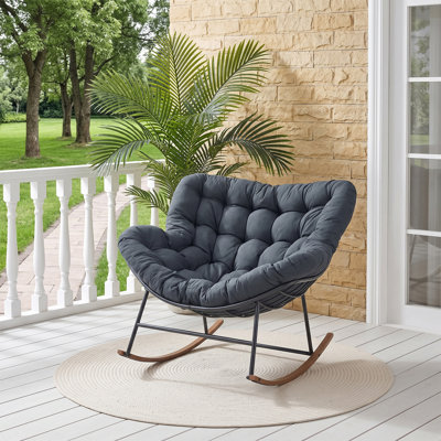 Modern Iron Frame Rocking Chair with Cushion