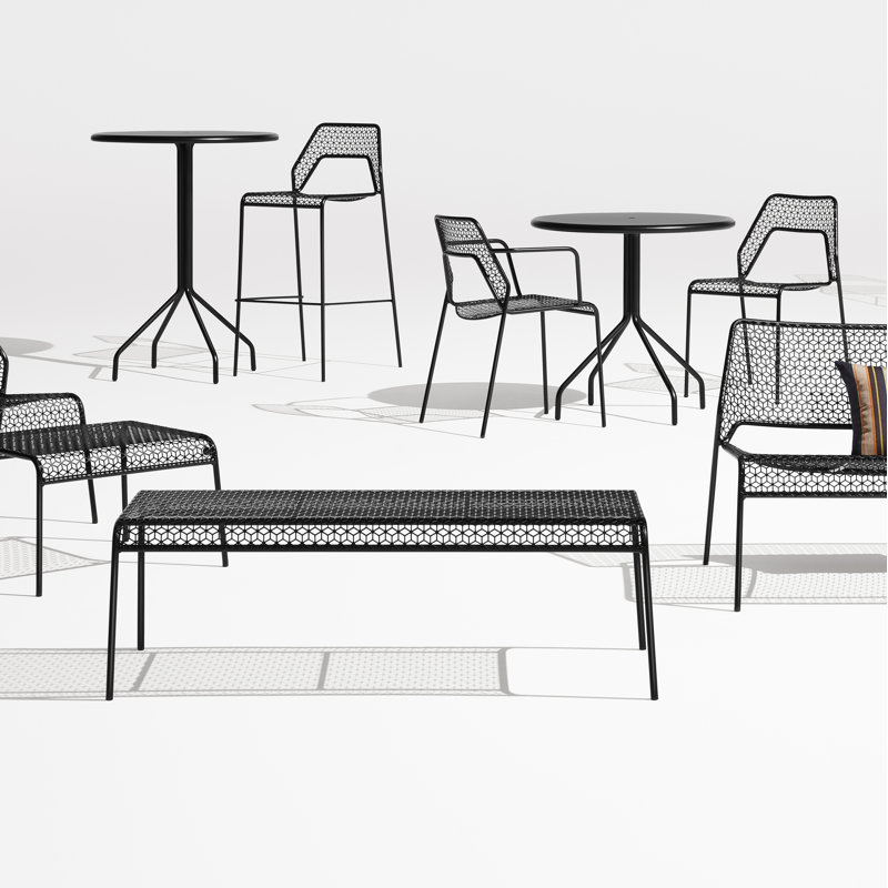 Hot Mesh Outdoor Round Bar Table, Black