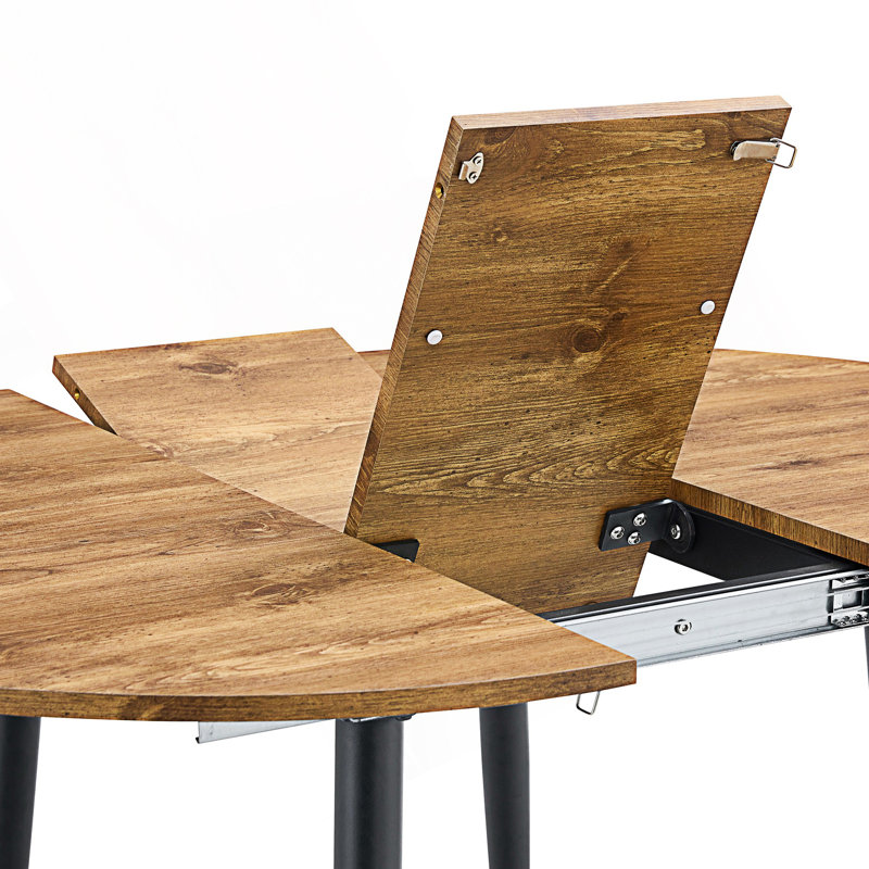 Table de salle à manger Avec un mécanisme rétractable intelligent, le plateau de table en panneau de fibres à densité moyenne et des pieds en métal noir