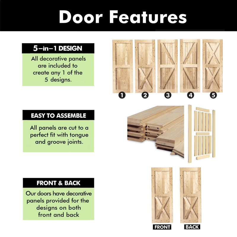 Unfinished Solid Pine Wood 48" x 80" Barn Door