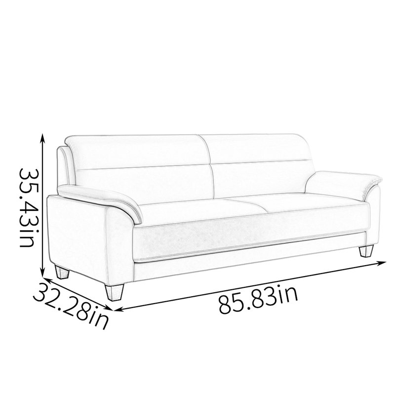 Loraina, 35.43" H x 85.83" W x 32.28" D, Faux Leather