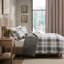Édredon double / double en duvet synthétique à carreaux gris avec 2 taies décoratives et rembourrage lavable à la machine-122450307