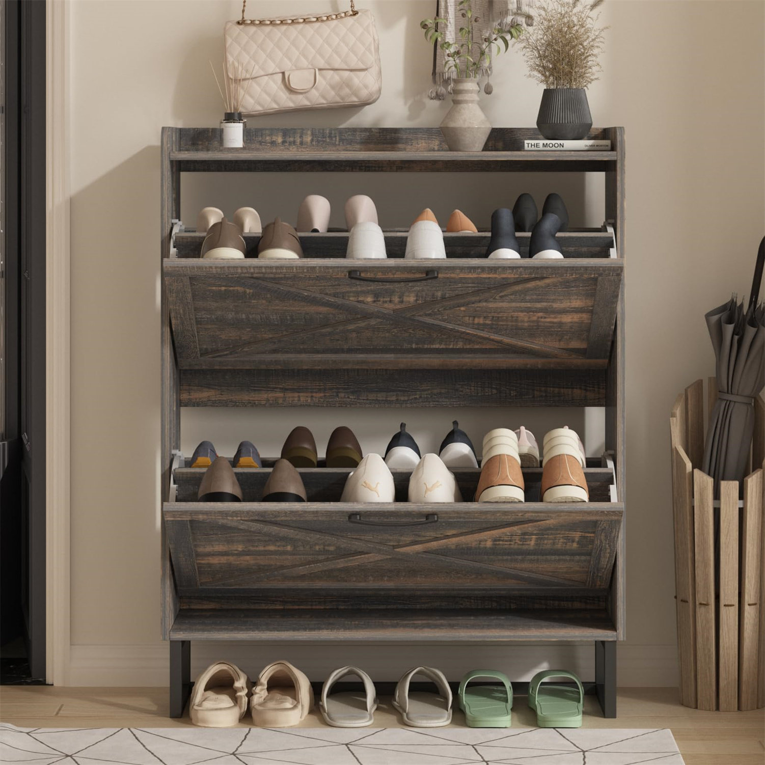 Akasuki 32 Pair Flip Down Shoe Storage 