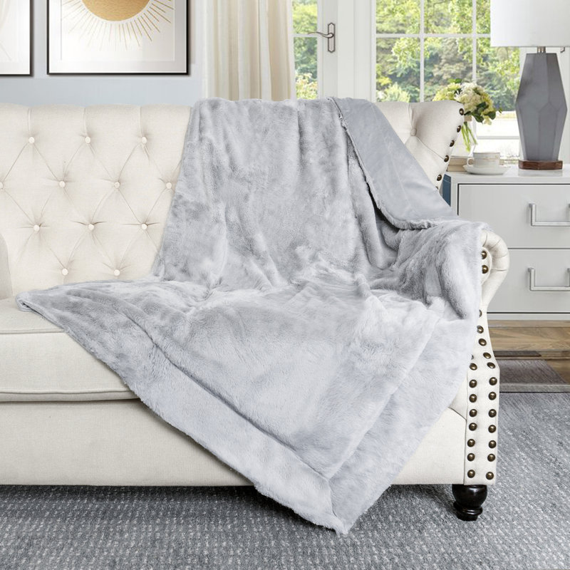 Knitted Throw Blanket, Grey