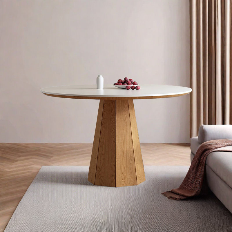 Table de salle à manger en bois massif de style nordique Niranjan, H 29,5 po x L 47,2 po x l 47,2 po