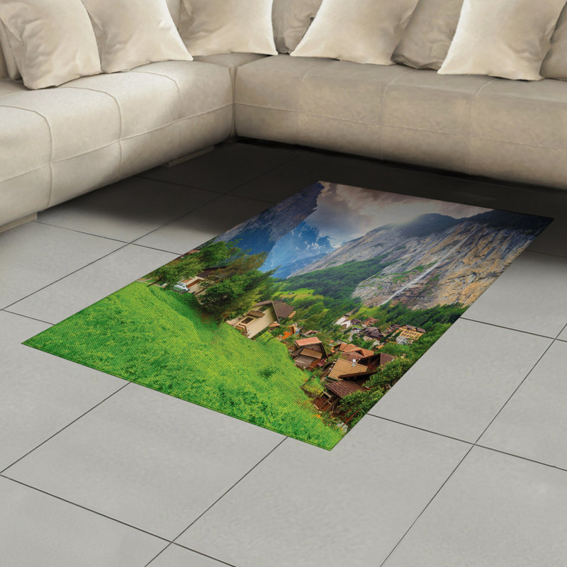 European Landscape High Density Long Fiber Poly Threads Decorative Area Rug Carpet, Rectangle 4' x 5'8"