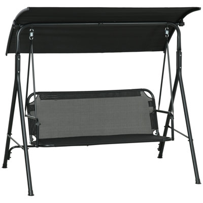 Outsunny 3-Seat Outdoor Patio Swing Chair With Removable Cushion, Steel Frame Stand And Adjustable Tilt Canopy For Patio, Garden, Poolside, Balcony, Backyard 1