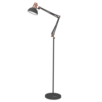  Floor Lamp, Metal Adjustable Reading Swing Arm Standing Lamp With Heavy Metal Base, Eye-caring Reading/pole Lamp With On/off Switch For Living Room, Bedroom, Office Sand Black