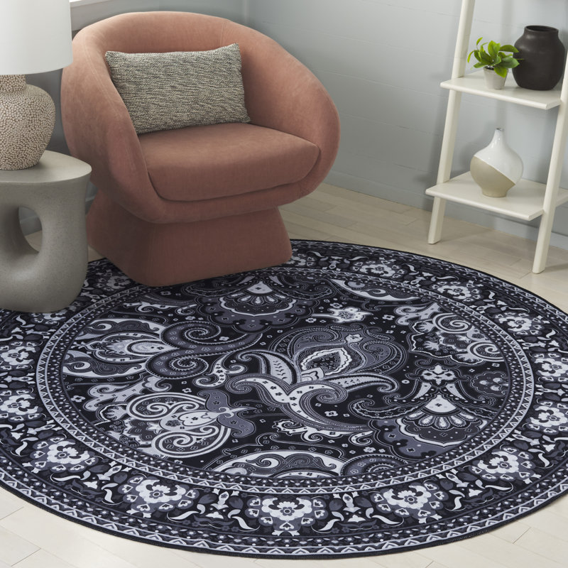Cartrell Machine Washable Paisley Rug, Round 6'