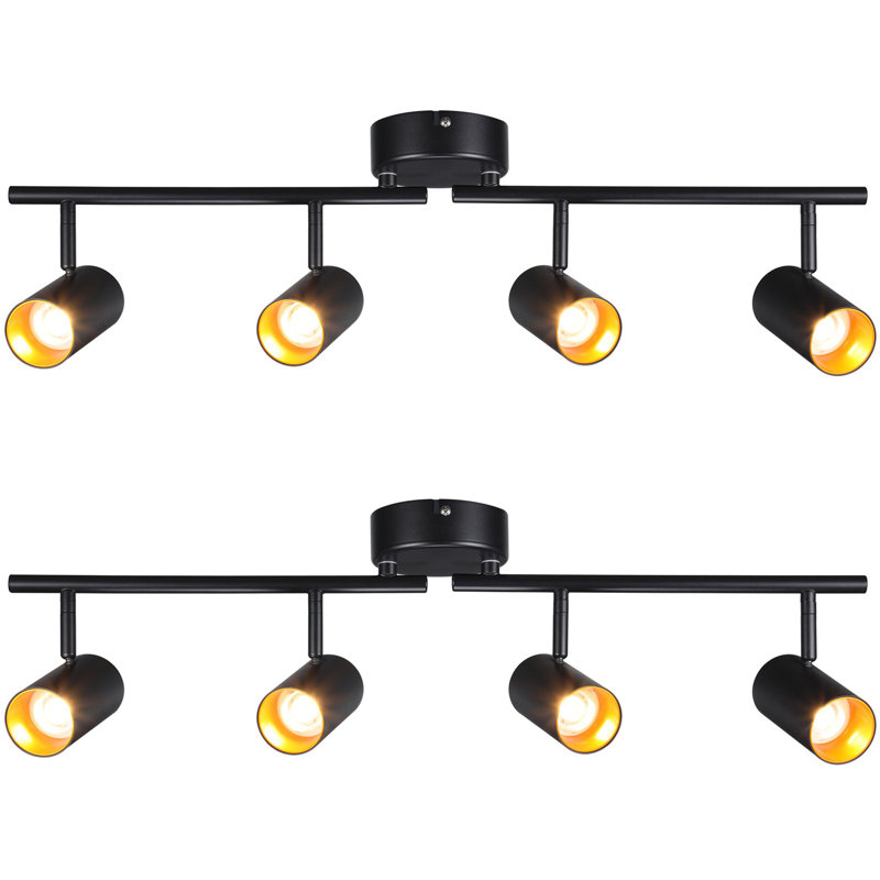 Ensemble de rail d'éclairage 4 lumières 27,56 po, Noir, noir, noir, noir