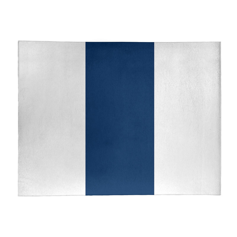 Tapis bleu marine/blanc rayé, Rectangle 5 pi x 7 pi