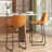 Evre Bar Stools Set of 2, PU Leather Counter Height Bar Stools,  Modern Barstools with Metal Legs and Footrest, Urban Armless Dining Chairs with Backrest for Kitchen Island-1223225638-1223225637