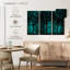 Silhouette de forêt turquoise sur toile, ensemble de 3 pièces-1572570602