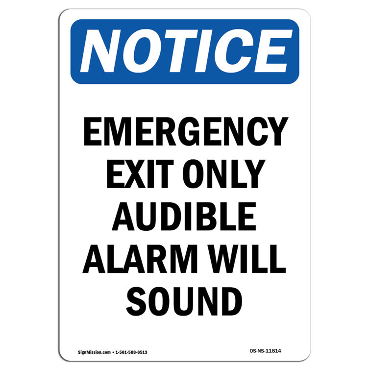 Signmission Emergency Exit Only Audible Alarm Sign 