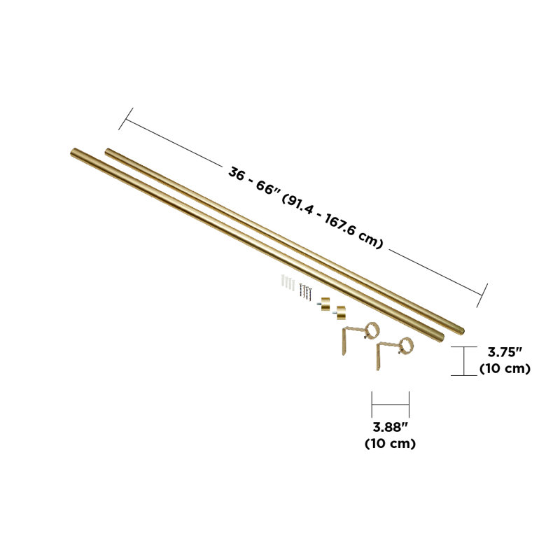 Gold Adjustable Steel Curtain Rod with Matching Finials