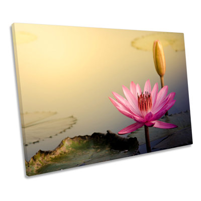 Water Lily Pink Sunset - Wrapped Canvas Print