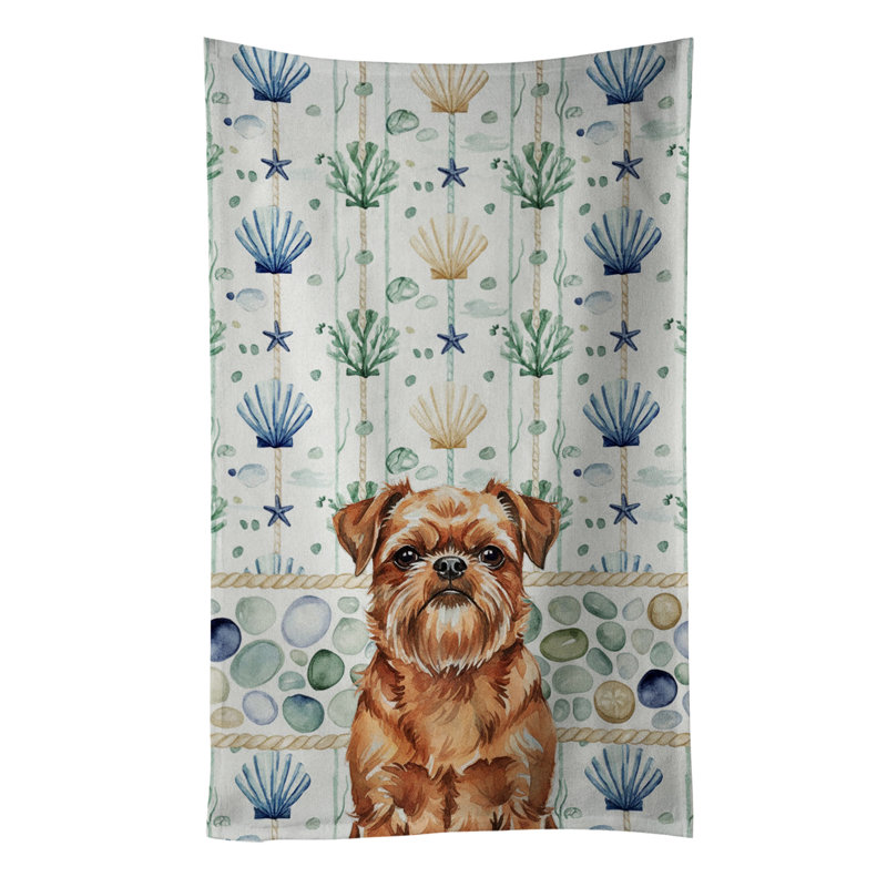 Serviette de cuisine rouge en verre bord de mer rouge Griffon, Red Brussels Griffon
