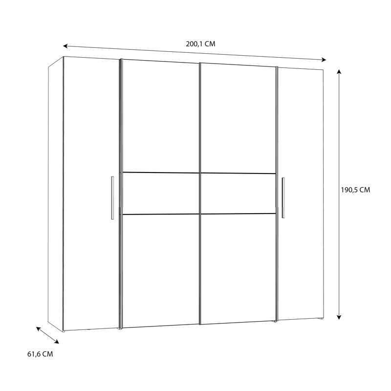 Koran 4 Door Manufactured Wood Wardrobe, Wood/Dark Grey