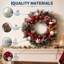Couronne de Noël pré-illuminée de 61 cm avec bonhomme en pain d'épice, 20 lumières DEL, couronne de Noël artificielle en pin pour la décoration intérieure ou extérieure
