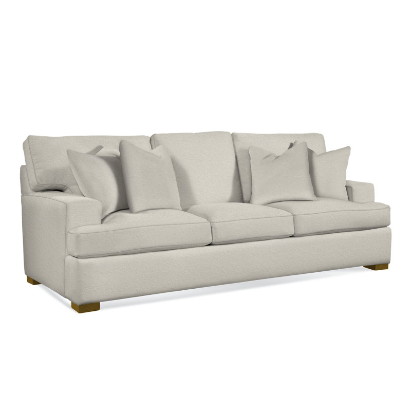 Cambria Upholstered 97'' Sofa, Havana Finish, Sage Green Performance; 0855-43